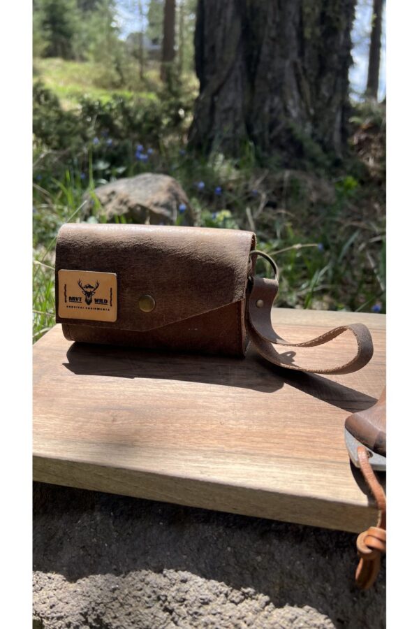 Kamp Baharatlığı 3'lü Set, Bushcraft, Hakiki Deri Baharatlık Cam Şişe